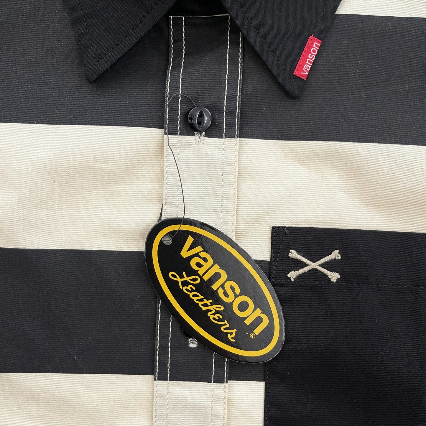 Vanson Leathers Striped Biker Shirt - S