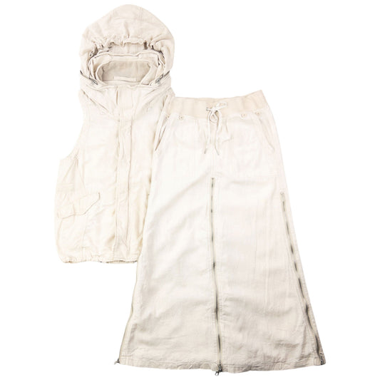 Vintage 2000s GOA Convertible Zip Gilet & Skirt Linen Set Womens Size S | Small, Cream