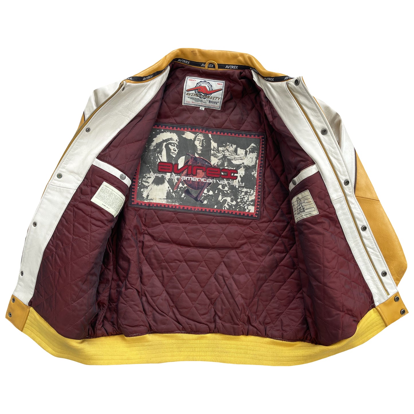 Avirex Twin Dragons Leather Varsity Jacket - XL | XL, Yellow