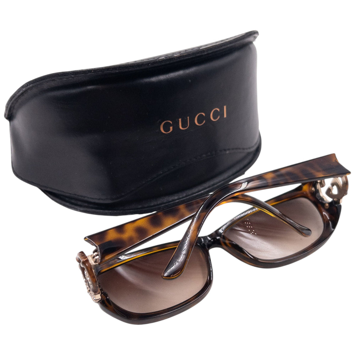 Vintage 2000s Gucci Diamanté Tortoise Shell Sunglasses | O/S, Brown