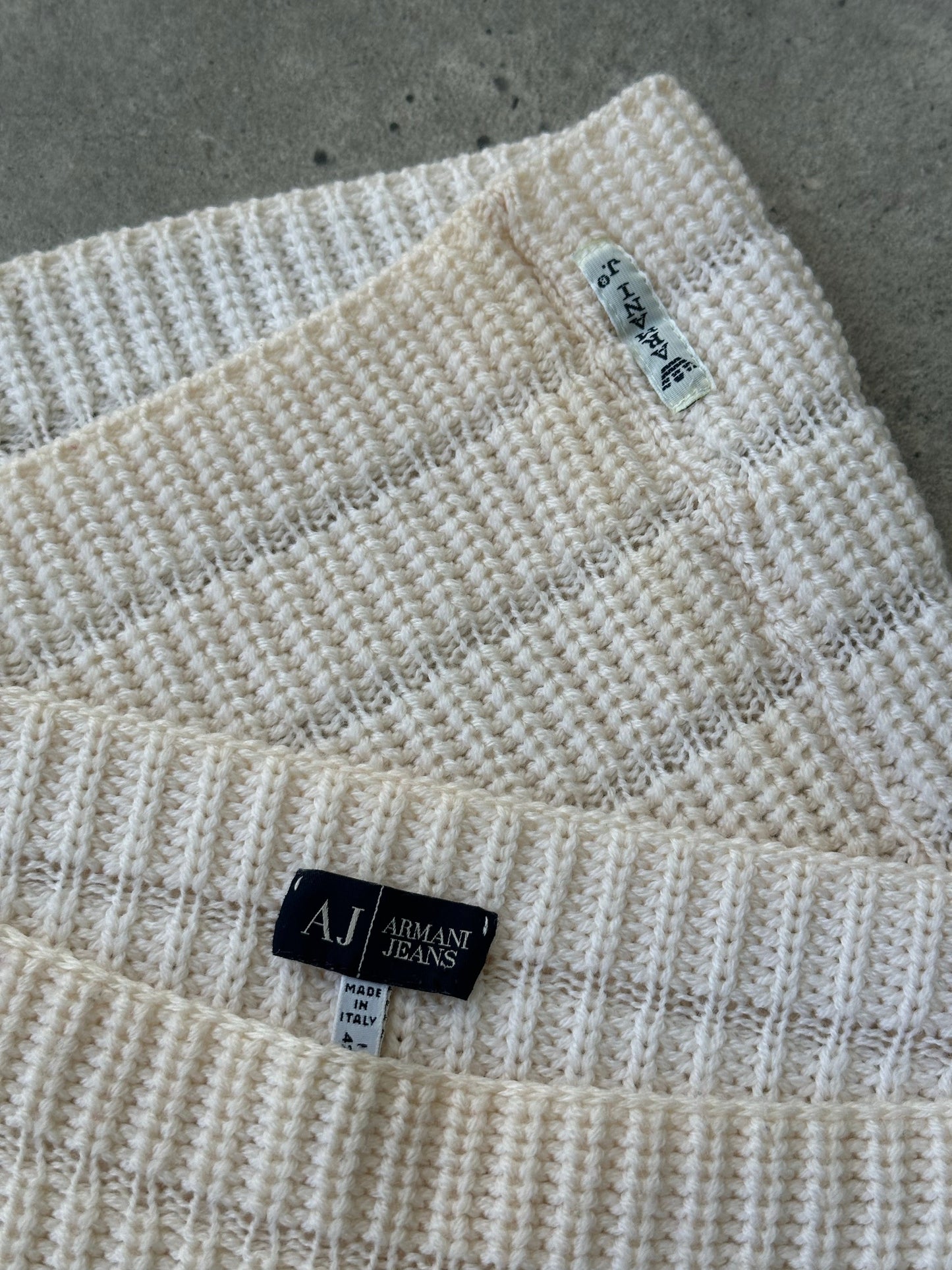 Armani Jeans 1990s Pure Wool Open Knit Jumper - M