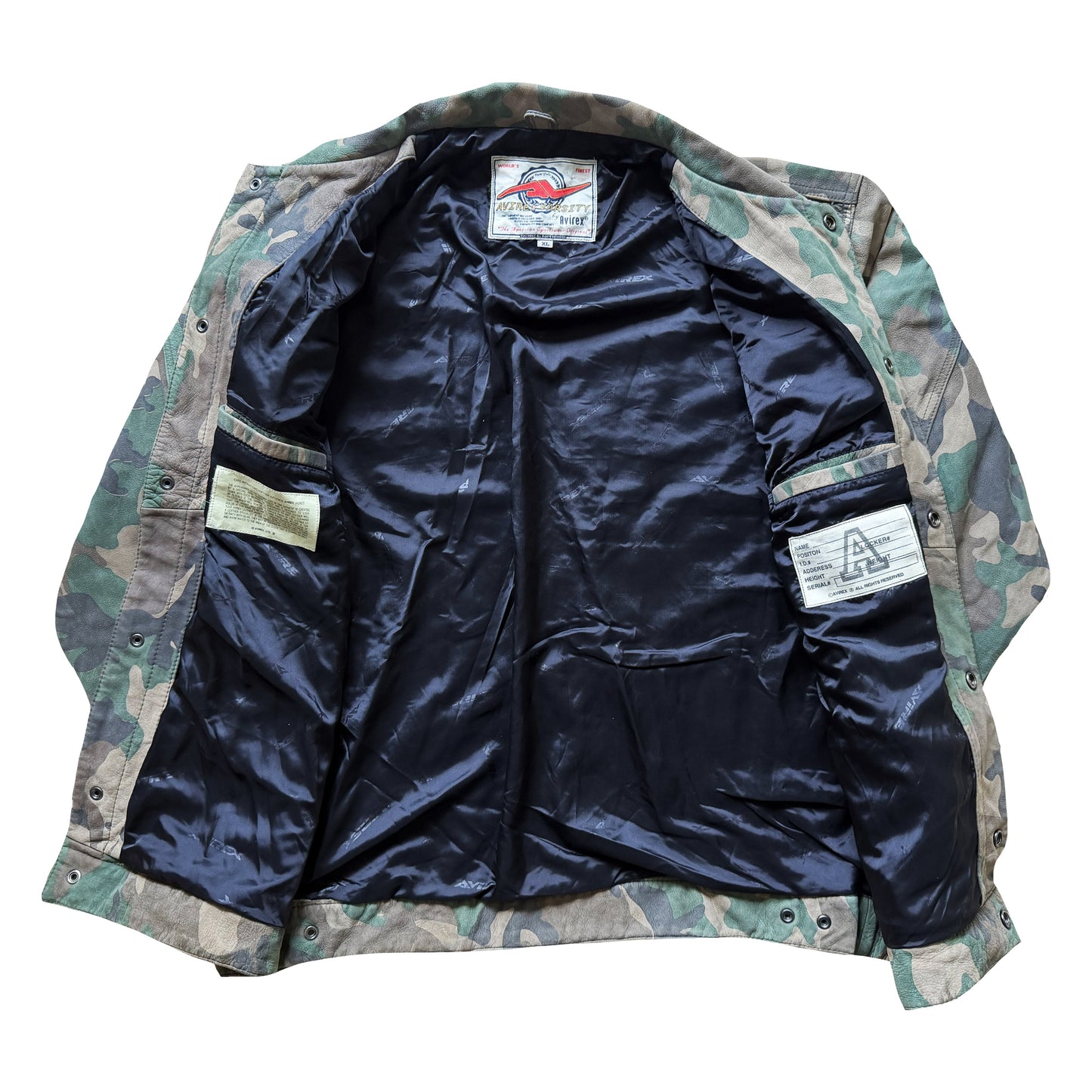 Avirex Camouflage Leather Trucker Jacket - XL | XL, Camo