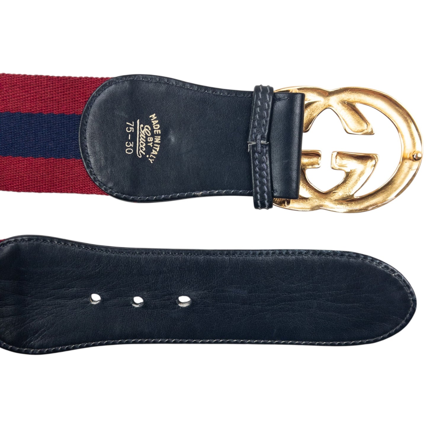 Vintage 90s Gucci Stripe Leather Belt Size W28