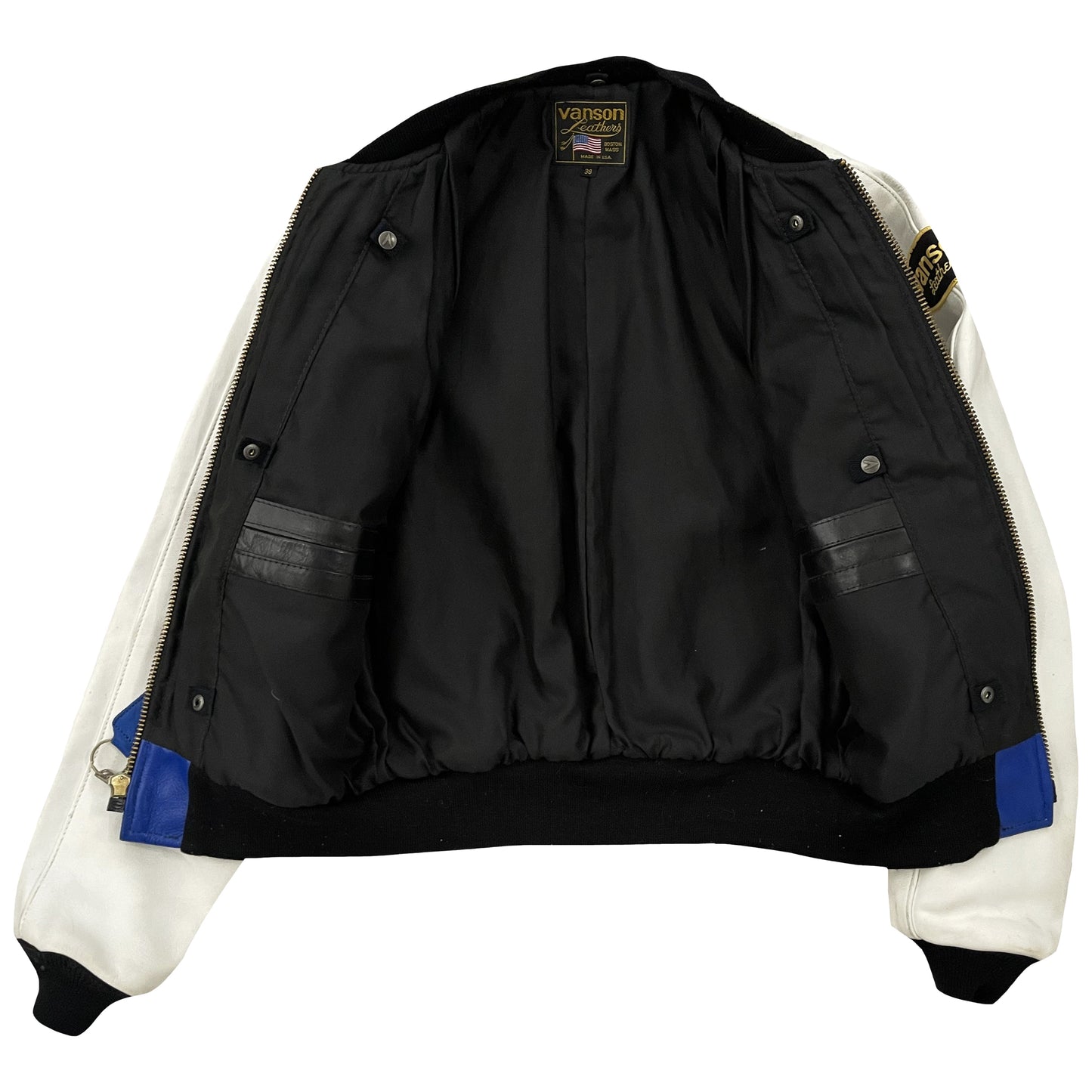 Vanson Leathers Race Team Leather Bomber Jacket - M | Medium, Black