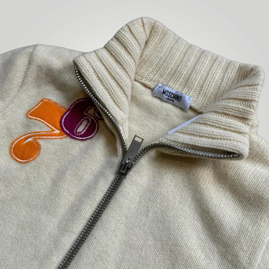 00’s Moschino Patch Zip up Sweater