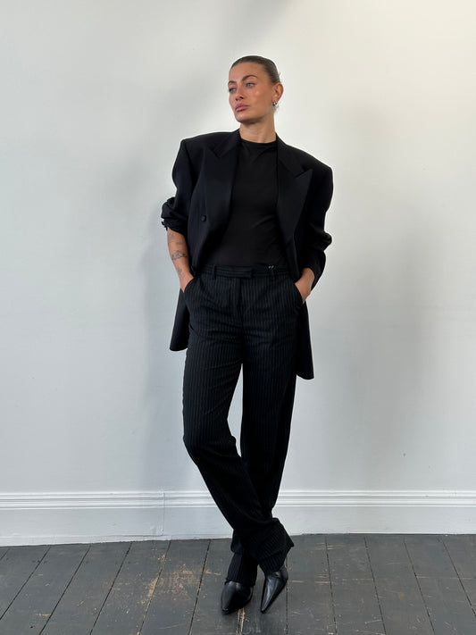 Armani Collezioni 2000s Pure Wool Straight Leg Tailored Trousers - W28