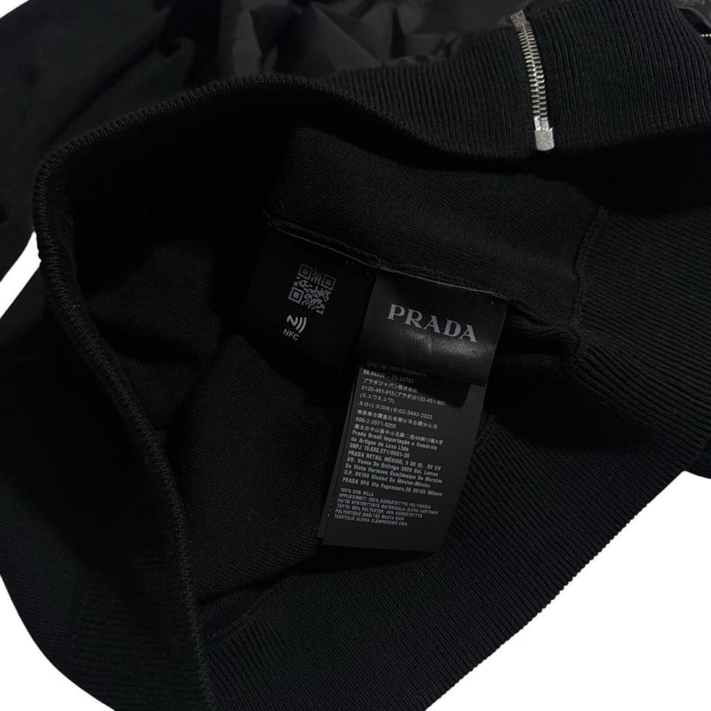 Prada Re-Nylon Wool Zip Up | Large, Black
