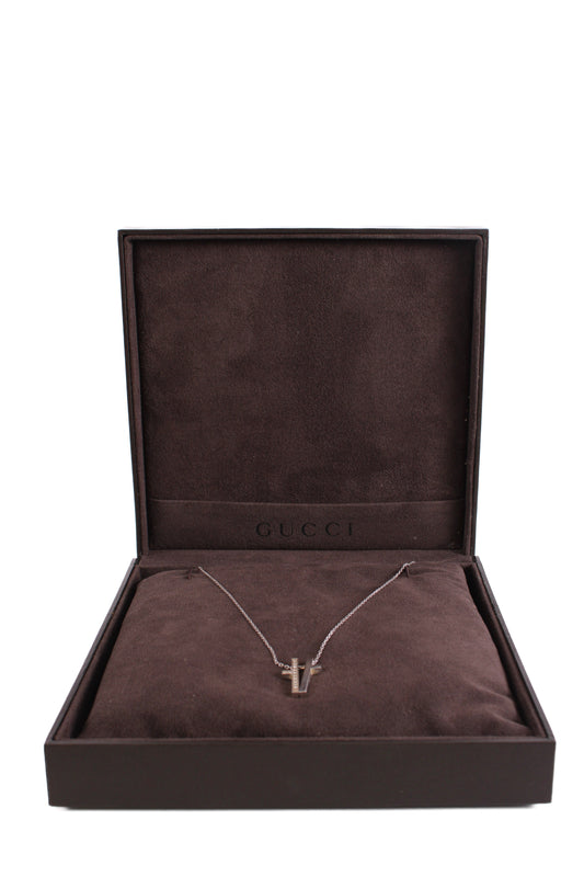 Gucci Diamond Split Cross Necklace 18ct White Gold | O/S, Gold