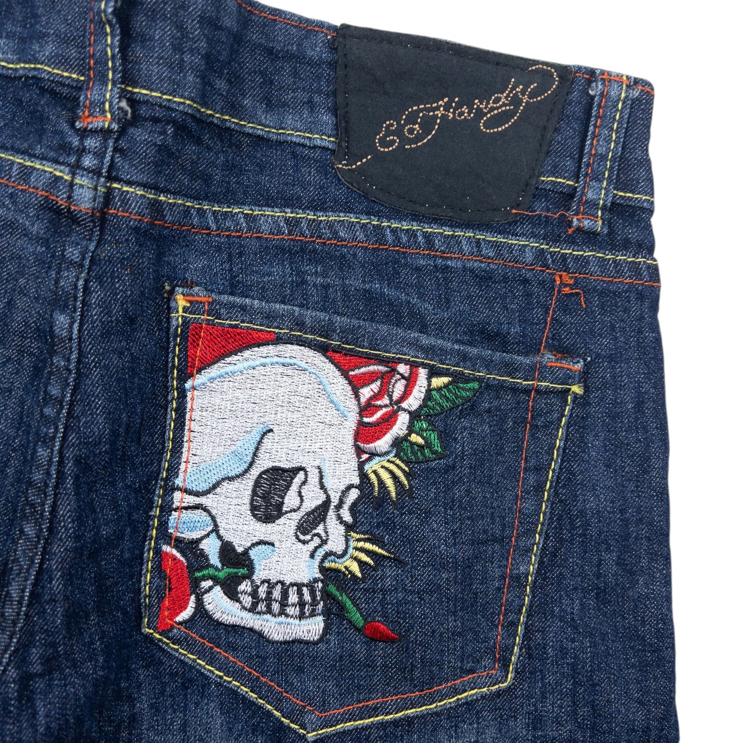 Vintage 2000s Ed Hardy Embroidered Skull Low Rise Denim Jeans Size W31