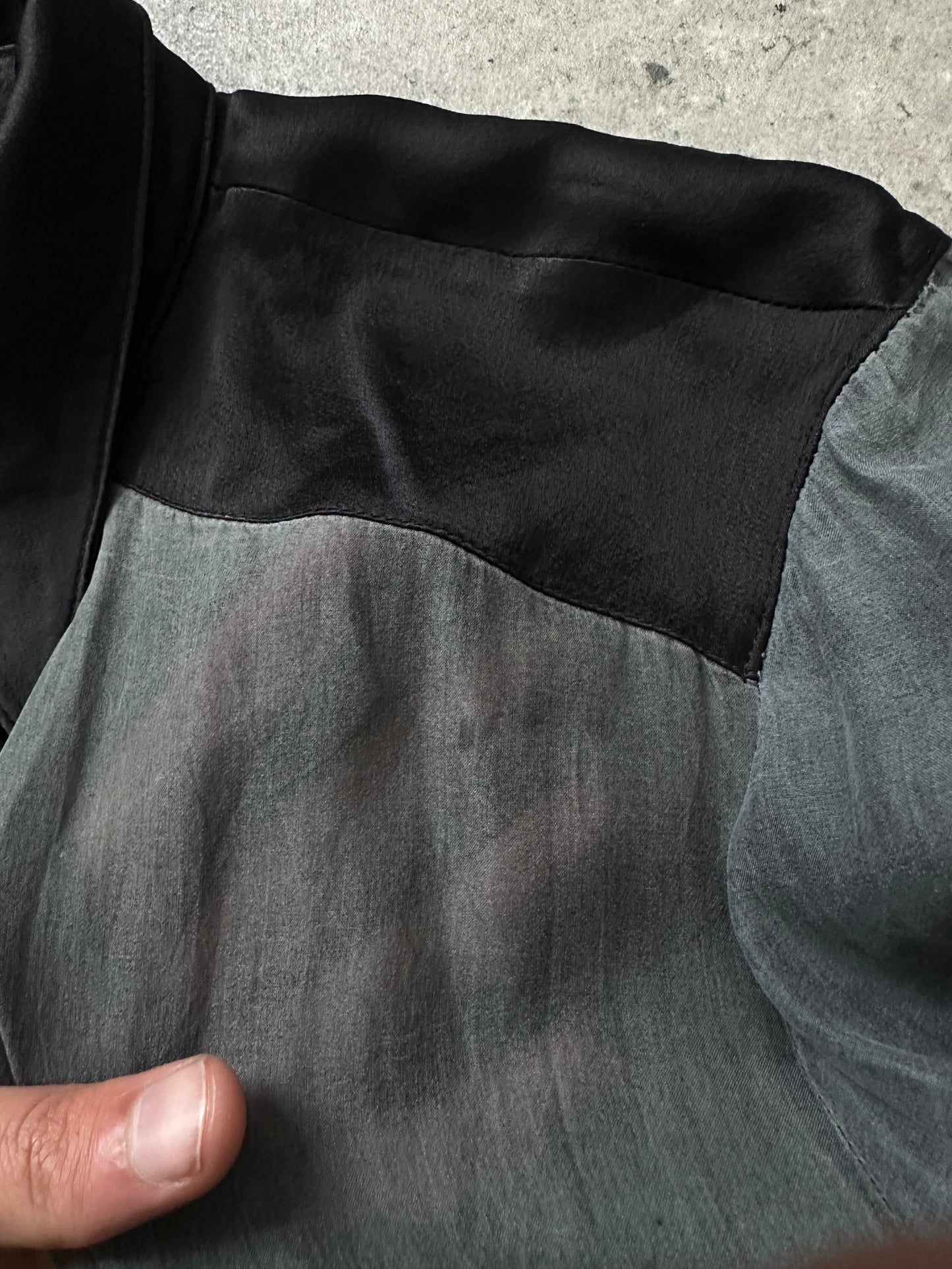 Vintage 1990s Sheer Satin Tie Neck Shirt - M