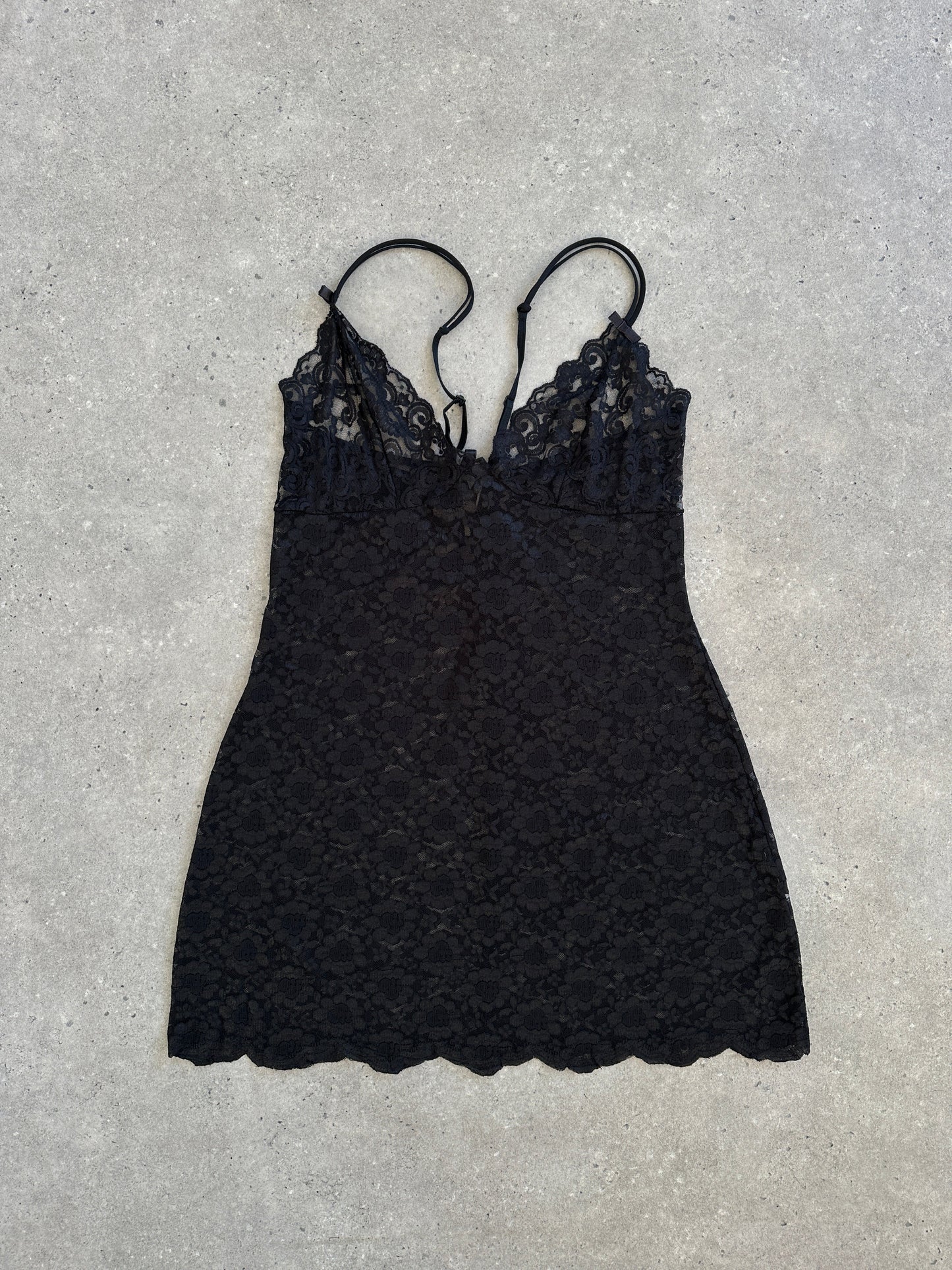 Vintage 1990s Sheer Lace Mini Slip Dress - L