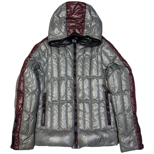 Duvetica Square Stitch Puffer Jacket In Grey & Burgundy ( S )
