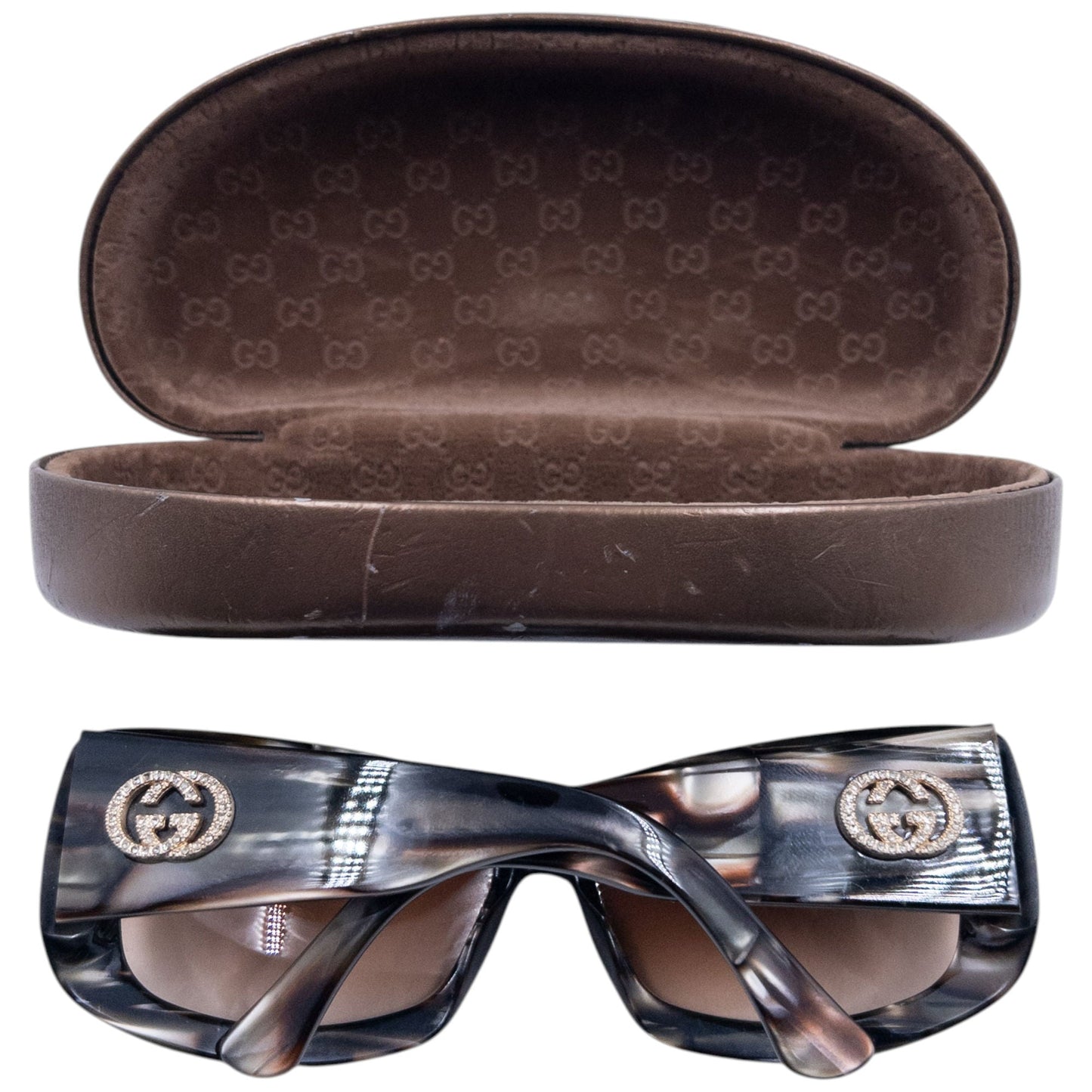 Vintage 2000s Gucci Diamonte Pattern Sunglasses | O/S, Mixed Brown