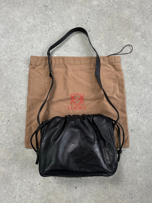 Loewe 1990s Ruched Leather Anagram Crossbody Bag