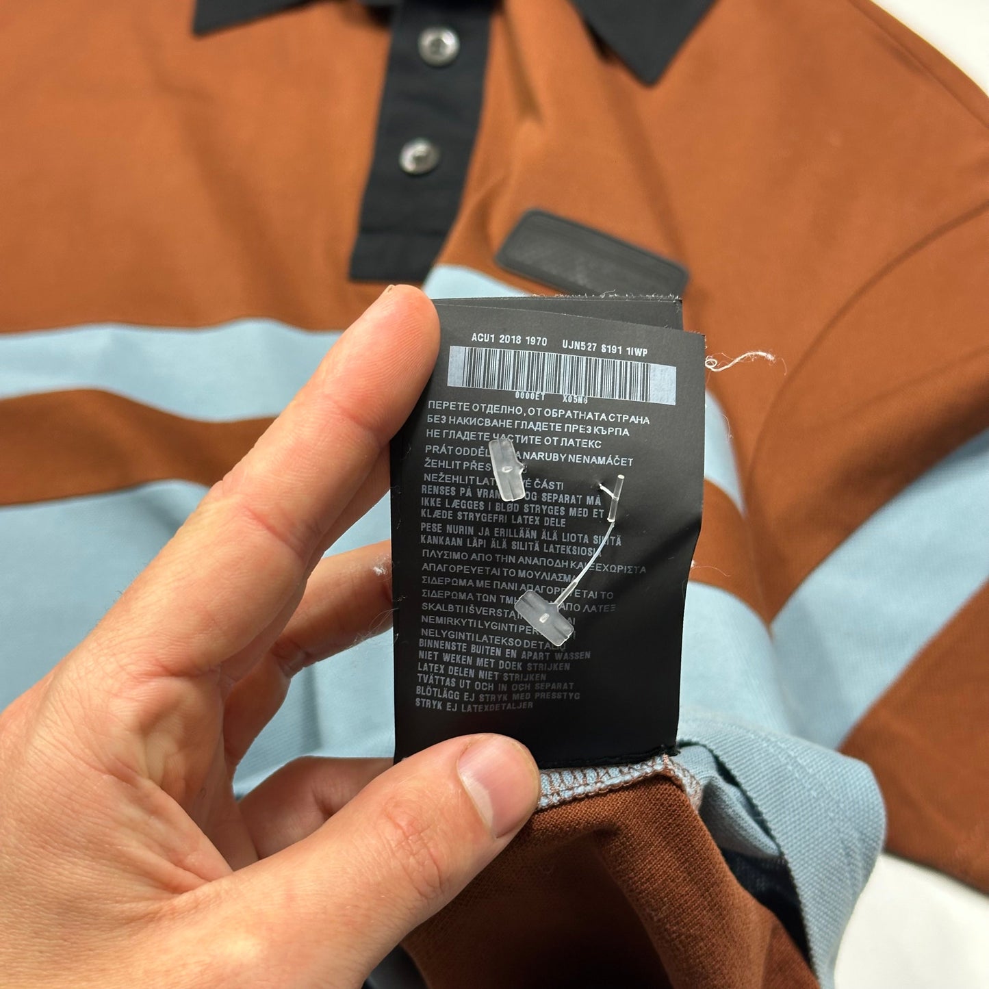 Prada 2018 Rubber Race Logo Asymmetrical Panelled Shirt - L