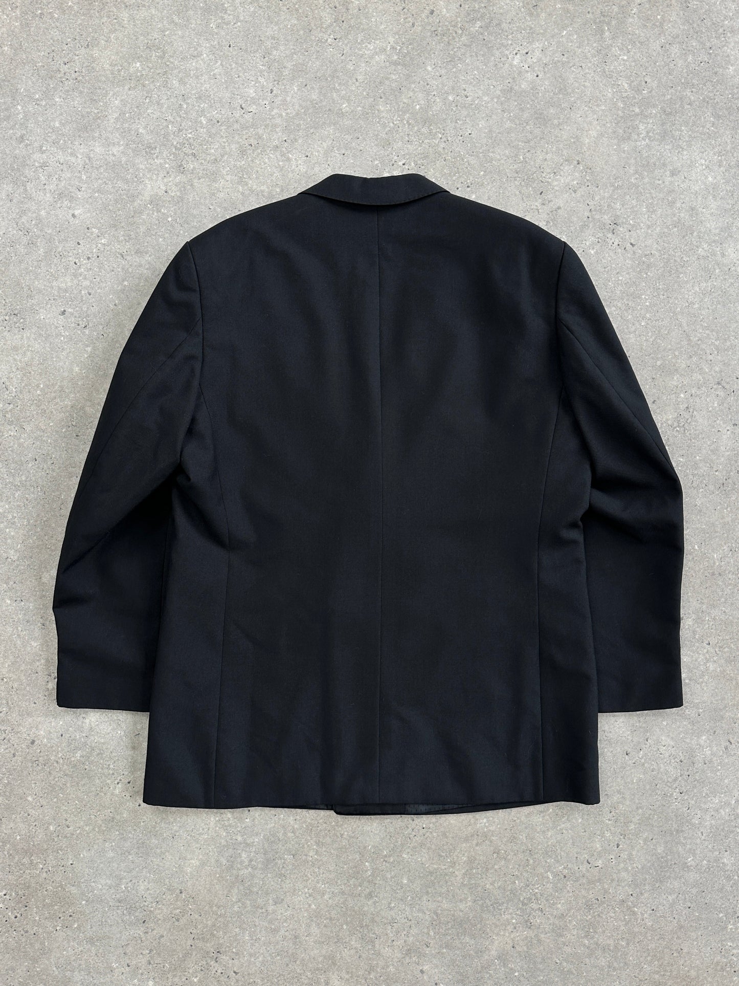 British Vintage 1980s Pure Wool Tuxedo Double Breasted Blazer - 44R/XL