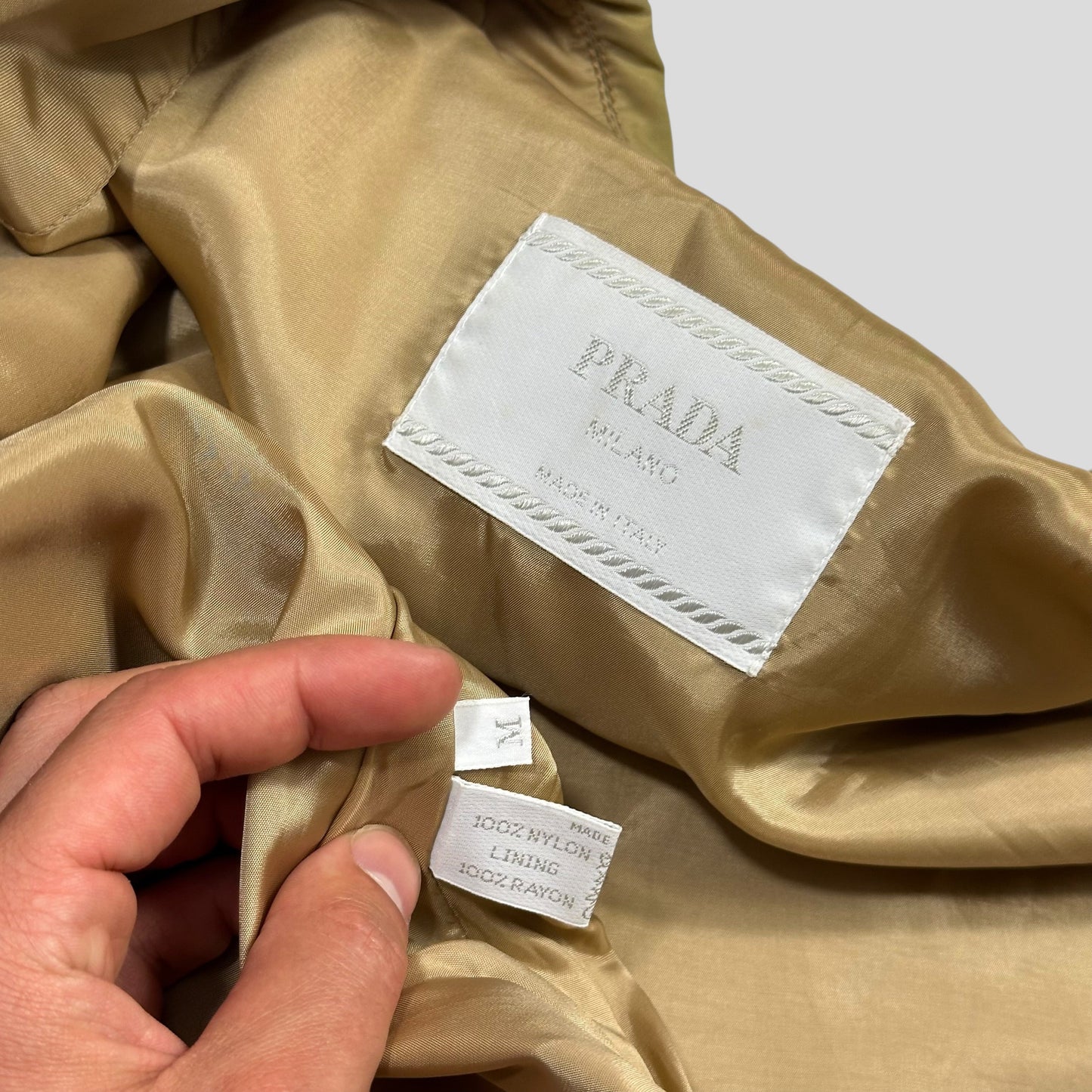 Prada Milano 90’s Gold Nylon Rayon Lined Zip Jacket - M | Default Title, Gold