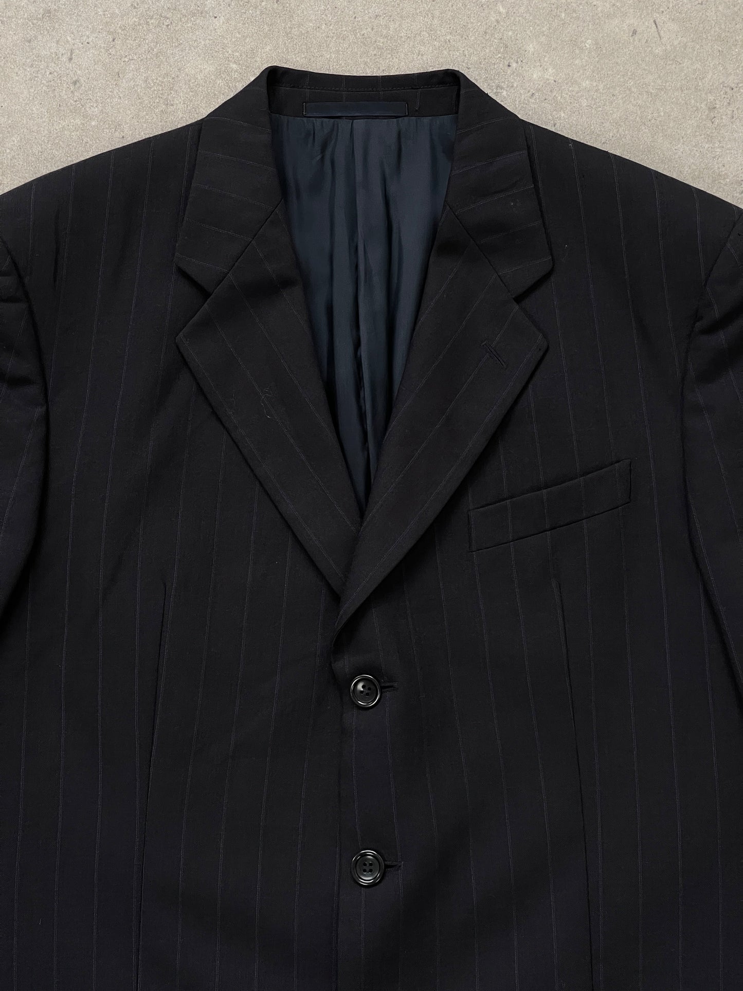 Armani Collezioni 2000s Pure Wool Stripe Single Breasted Blazer - 42R/XL