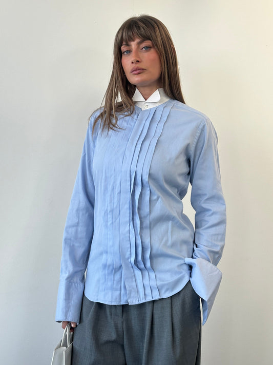 Christian Dior Monsieur 1980s Cotton Tuxedo Dress Shirt - M