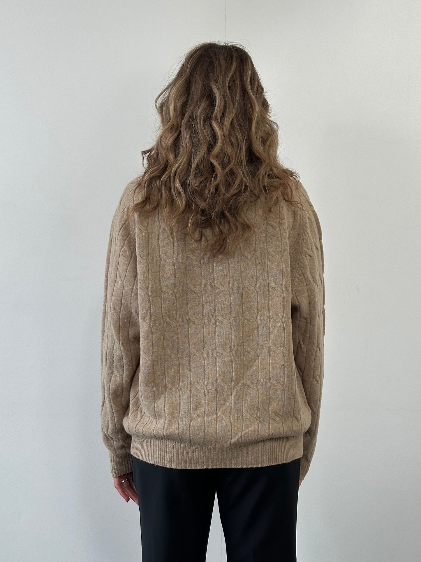 Trussardi Pure Wool Cable Knit Logo Jumper - L