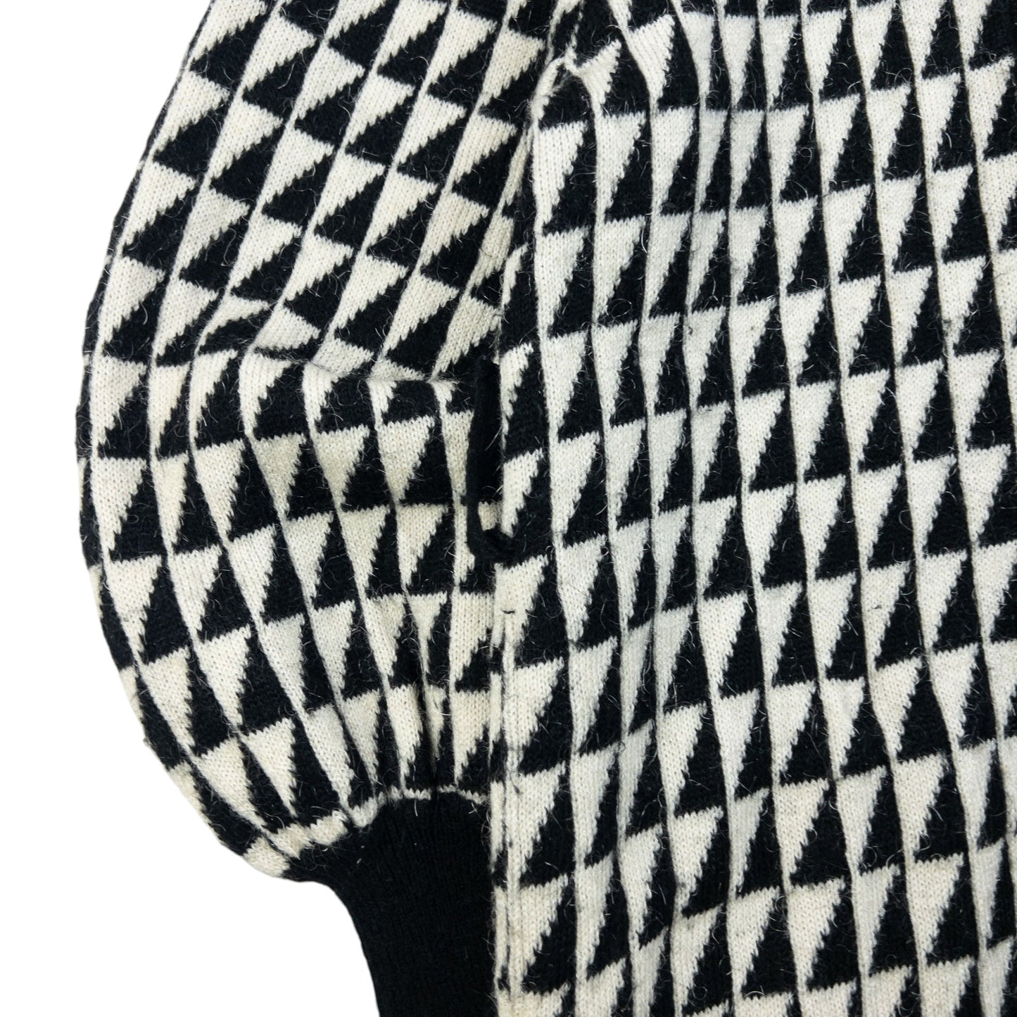 Vintage 80s YSL Yves Saint Laurent Geometric Wool Knit Jacket Size S | Small, Black