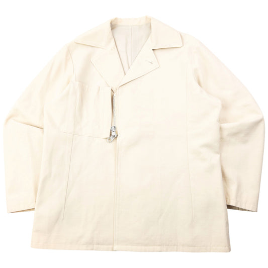Vintage 90s Yohji Yamamoto Asymmetric Zip Jacket Size S | Small, Cream