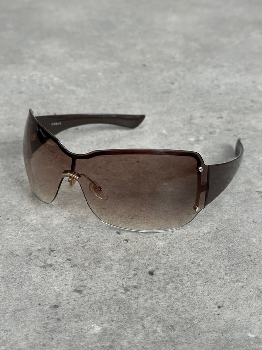 Gucci 2000s Tom Ford Era Oversized Shield Monogram Sunglasses