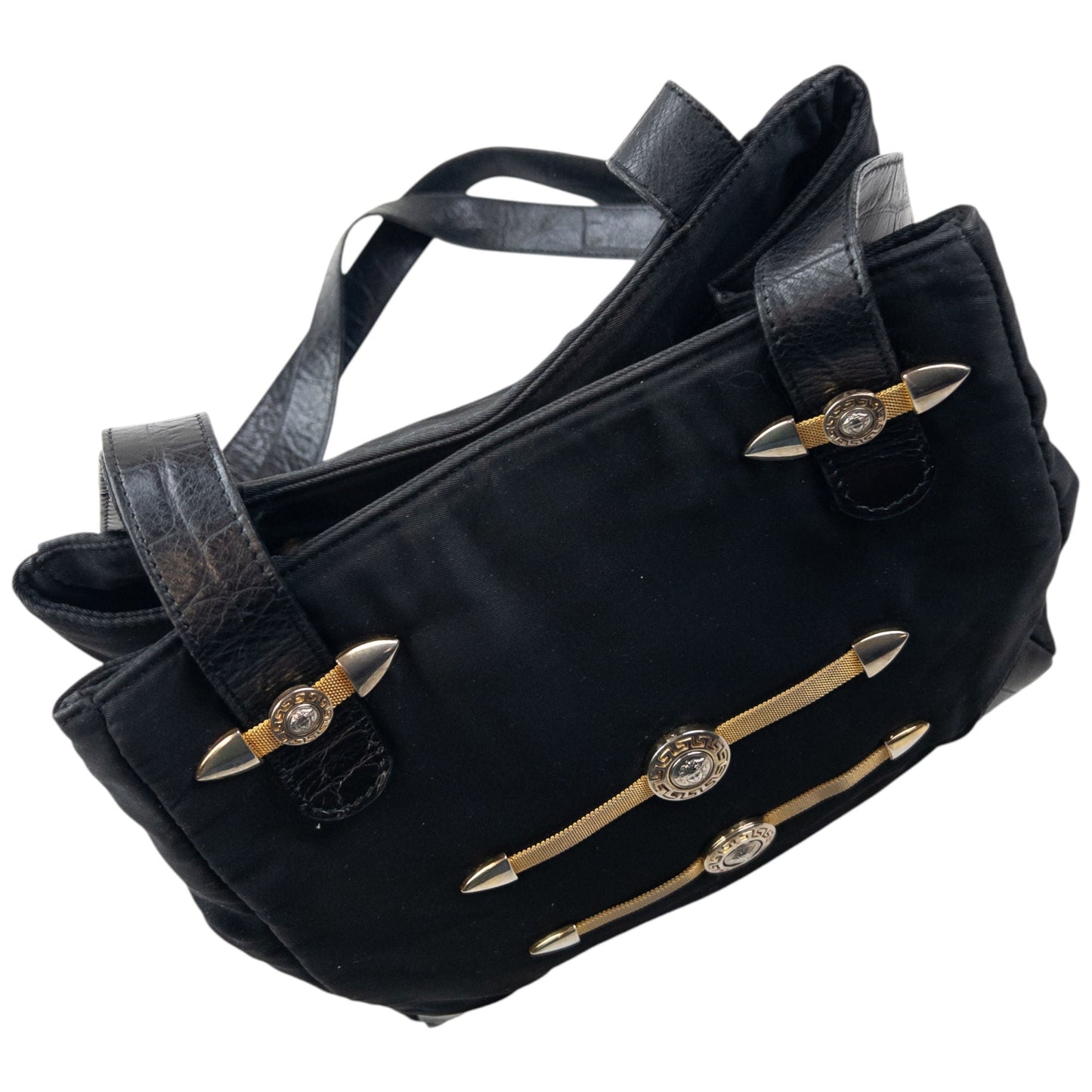Vintage 90s Gianni Versace Embellished Medusa Crossbody Bag | O/S, Black