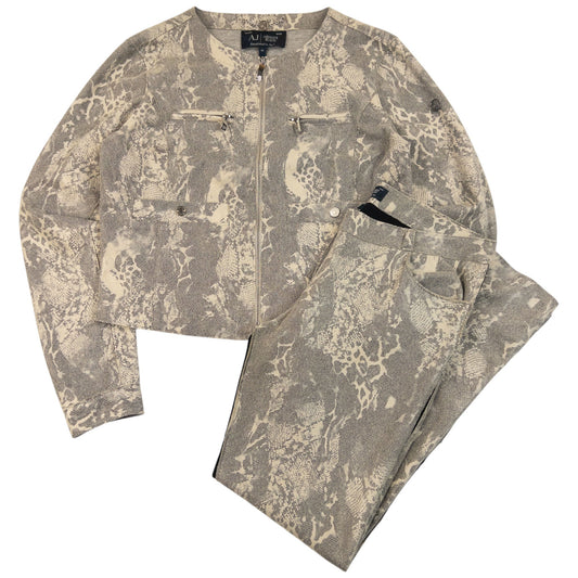 Vintage 2000s Armani Jeans Snakeskin Pattern Jacket & Trousers Set Womens Size L | Large, Black