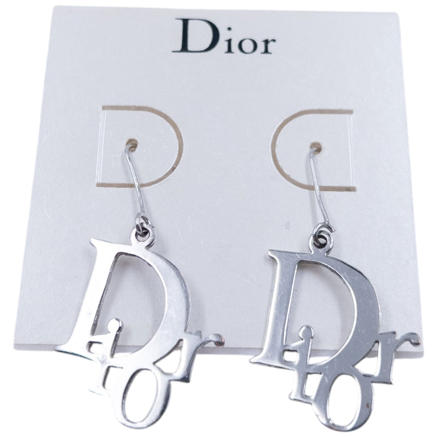 Vintage 2000s Dior By John Galliano Silver Logo Earrings | O/S, Grey