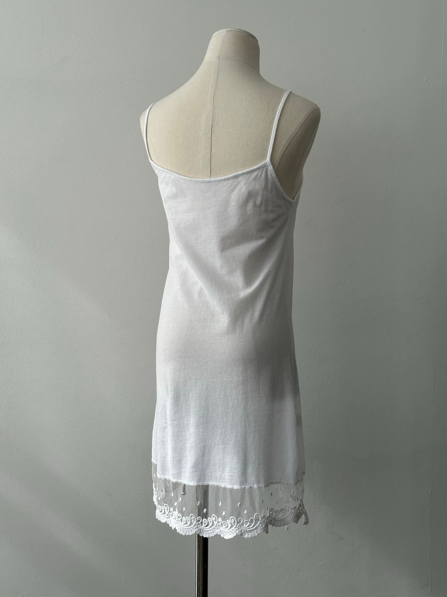 Italian Vintage 1990s Cotton Lace Slip Dress - S-M