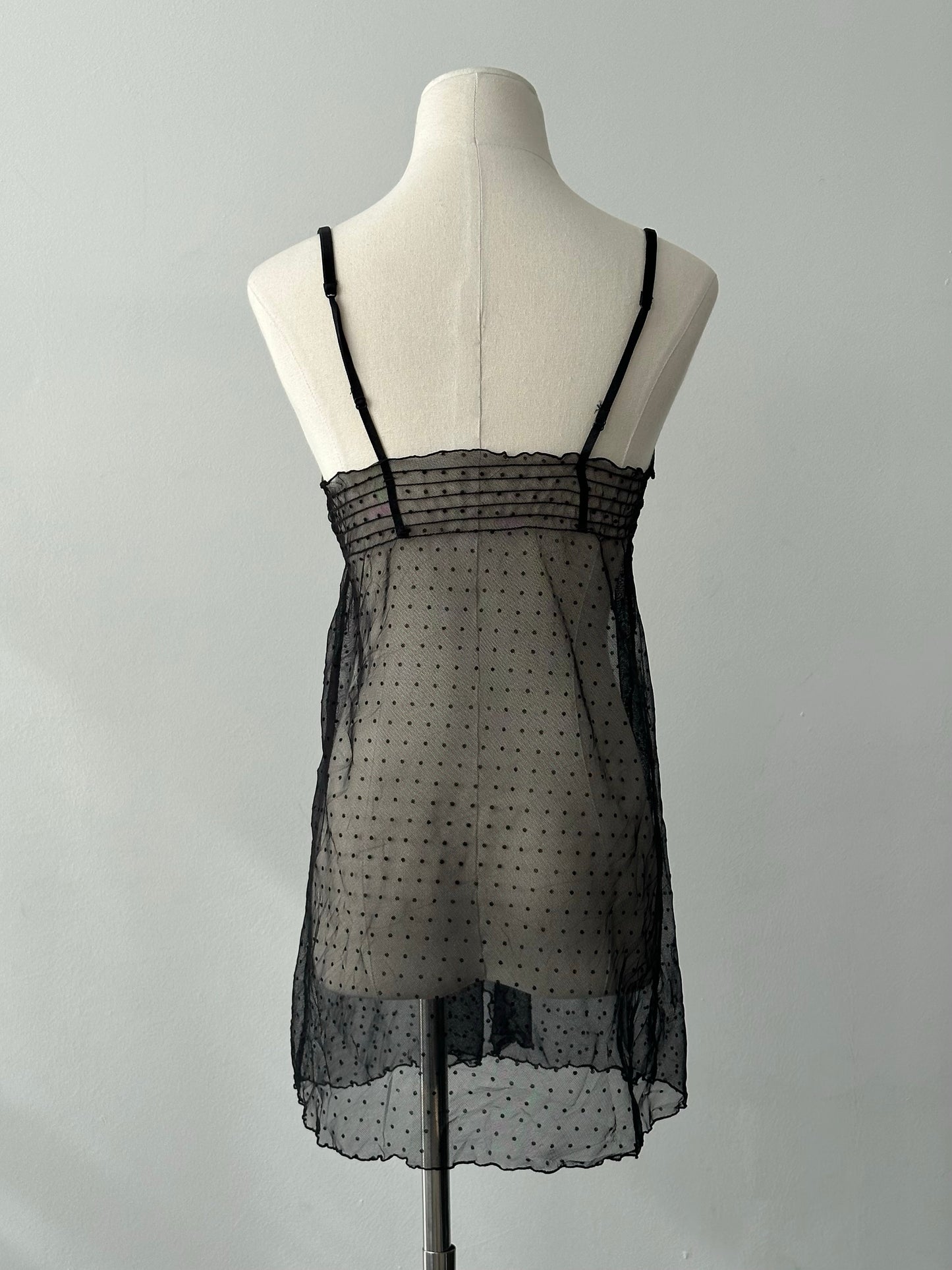 Vintage 2000s Sheer Split Polkadot Top - S