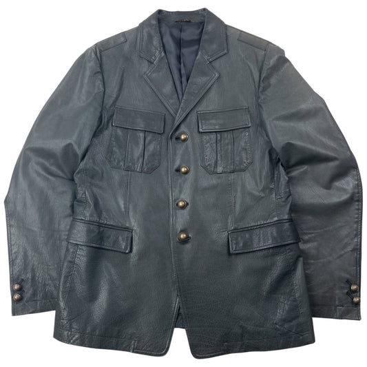 Vintage 90s Yohji Yamamoto A.A.R Button Up Leather Jacket Size M | Medium, Green