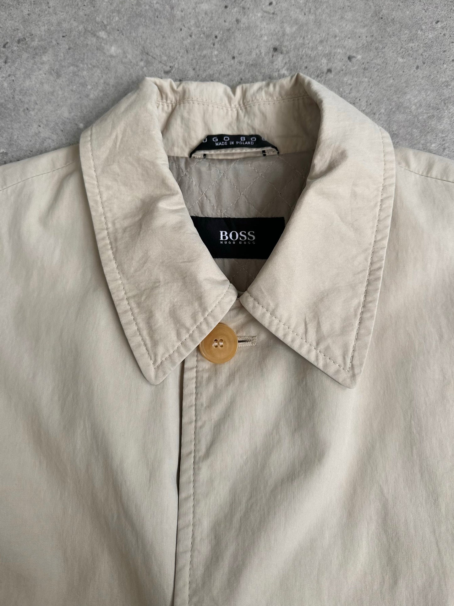 Hugo Boss 2000s Cotton Concealed Placket Trench - L