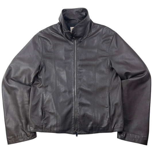 Vintage 2000s Emporio Armani Zip Up Leather Jacket Size M | Medium, Brown