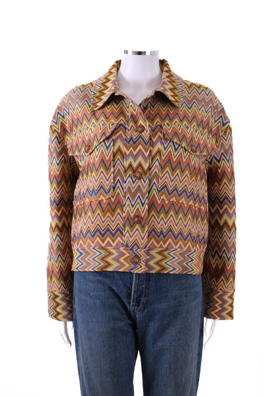 Sezane Zig Zag Jacket Yellow/ Blue 8 | Default Title, Multicoloured