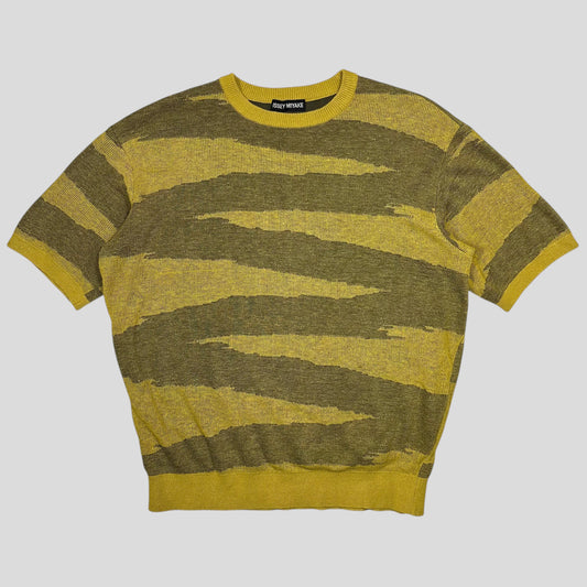 Issey Miyake 2002 Brush Stroke Knitted Shortsleeve Crewneck - M/L