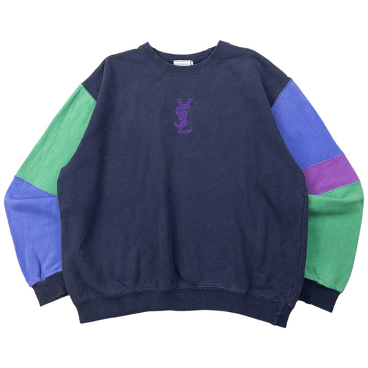 Vintage 80s YSL Yves Saint Laurent Colour Block Sweatshirt Womens Size M | Medium, Red