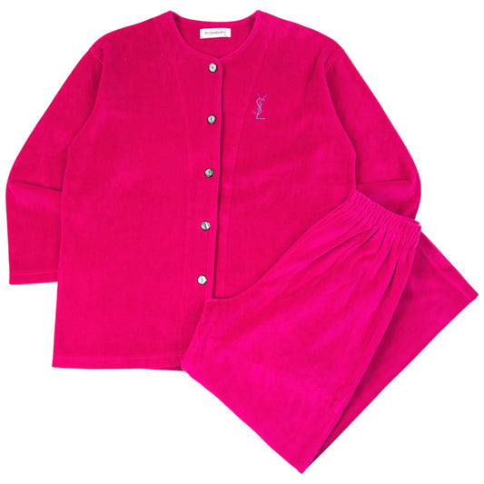 Vintage 90s YSL Yves Saint Laurent Velour Lounge Set Womens Size M | Medium, Pink