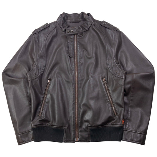 Vintage 90s Hugo Boss Zip Up Leather Jacket Size S