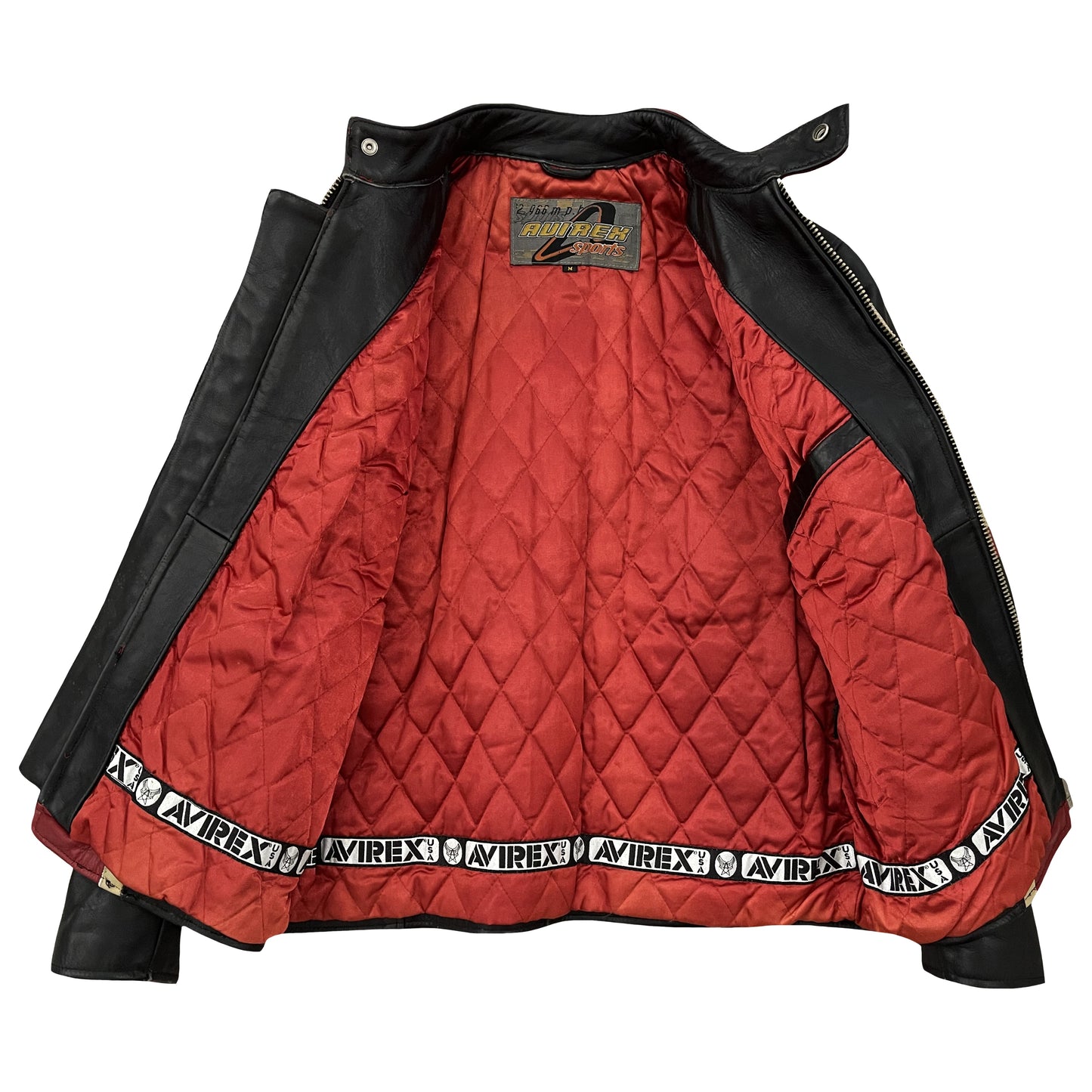 Avirex 387 Leather Racing Jacket - M | Medium, Black, Red, Beige