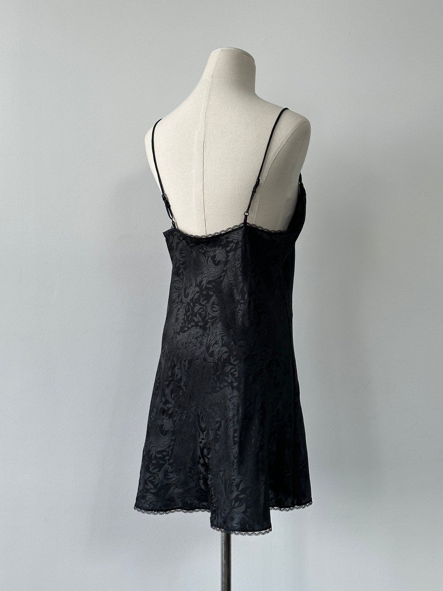 Vintage 1990s Satin Lace Floral Mini Dress - M