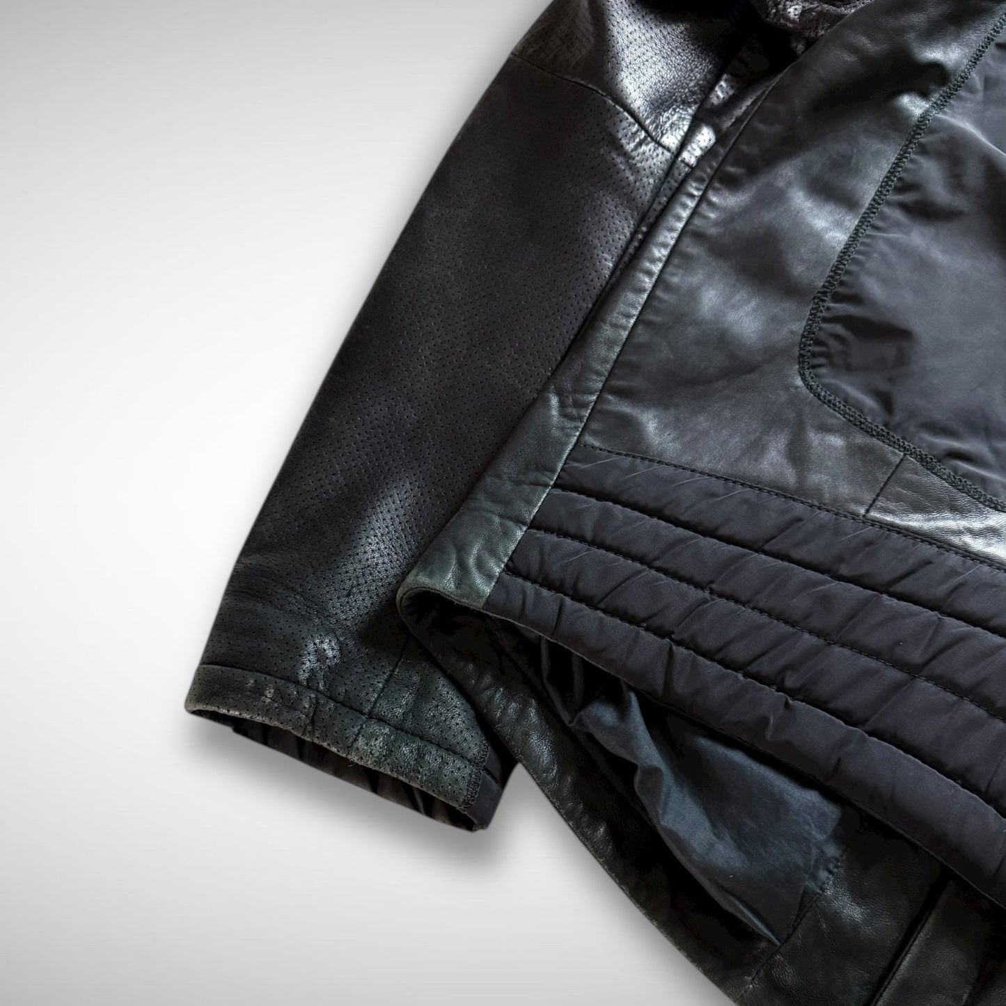 Hugo Boss Orange Nylon & Leather Panel Biker Jacket (2000s)