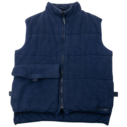 Vintage 90s Valentino Sport Asymmetrical Padded Fleece Gilet Size L | Large, Navy