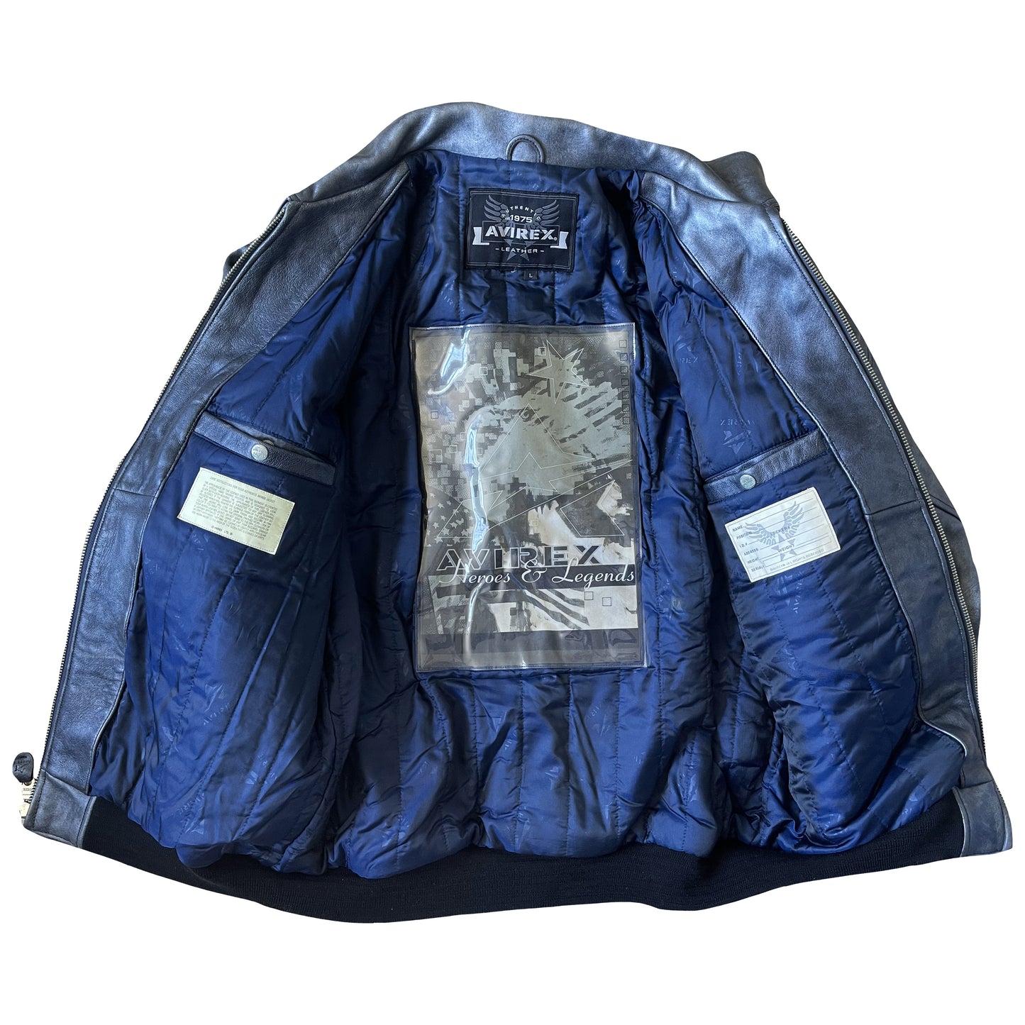 Avirex Spell Out Leather Varsity Jacket - L