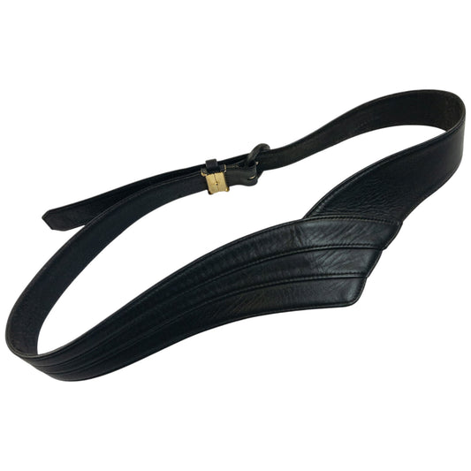 Vintage 90s Dior Pointed Leather Belt Womens Size S | O/S, Black