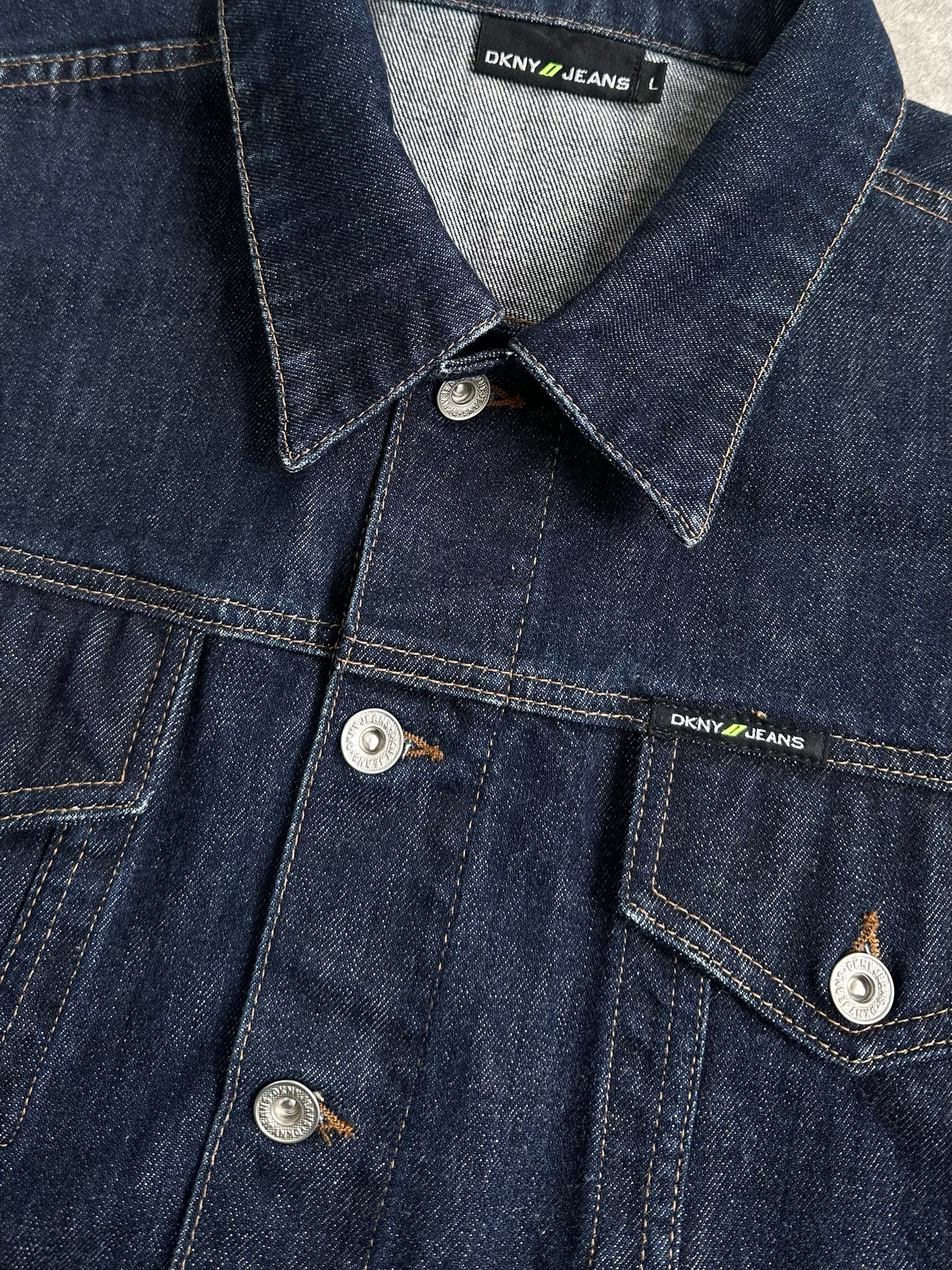 DKNY 2000s Pure Cotton Boxy Denim Jacket - L