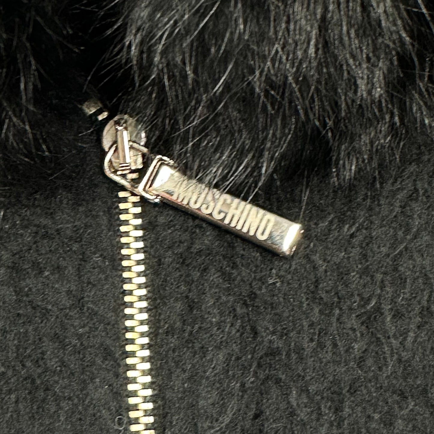 Moschino Jeans 00’s Rabbit Fur Collar Cropped Furry Jacket - UK8-12 | Default Title, Black