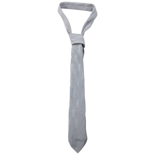 Vintage 80s YSL Yves Saint Laurent Monogram Silk Tie