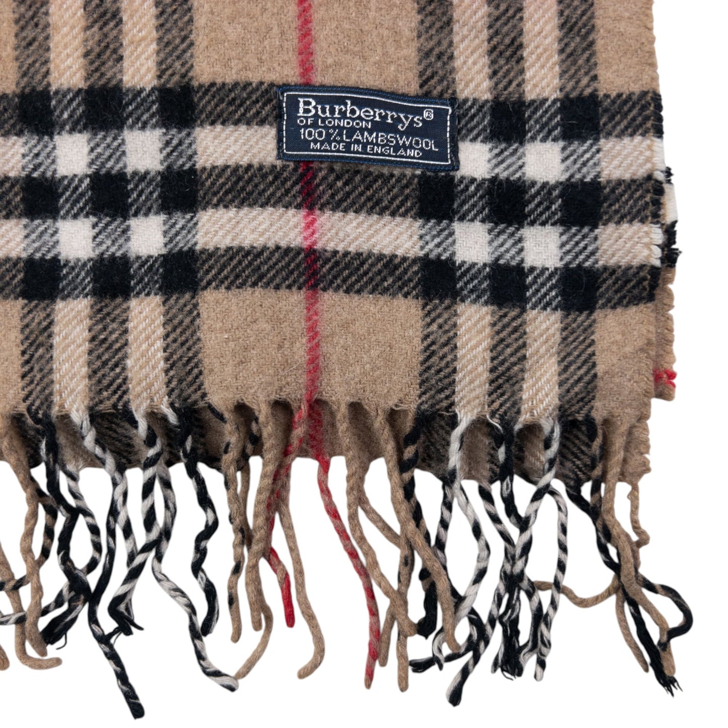 Vintage Burberry Nova Check Lambswool Tassel Scarf